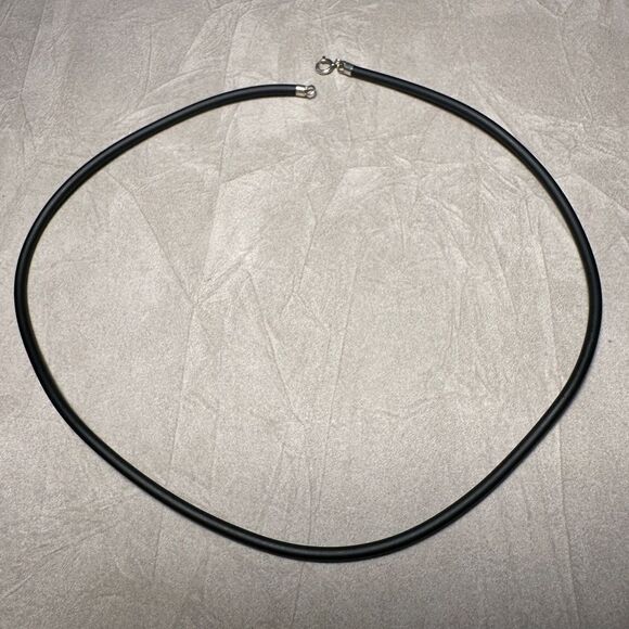 14.5” Black Cord Necklace - Minimalist | Unisex 925 Silver Clasp | Pendant Ready - Picture 5 of 16